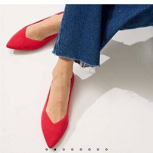 Rothy's size 7 Red Pointed Knit Ballet Flats
